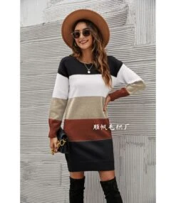 Fashion Colorblocking Wide Stripe Crew Neck Knit Dress Wholesale Dresses N5923053100005 -OTIS Clothing Shop O1CN01KkDeNm29NF19mp6CE 4040548055 0 cib 4