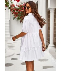Solid Color Casual Lapel Puff Short Sleeve Smocked Dress Wholesale Dresses N5323032300139 -OTIS Clothing Shop O1CN01M2dcN91ND4ksUbOJP 2425141535 0 cib