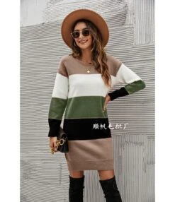 Fashion Colorblocking Wide Stripe Crew Neck Knit Dress Wholesale Dresses N5923053100005 -OTIS Clothing Shop O1CN01M6jzxL29NF11uvJVg 4040548055 0 cib 4
