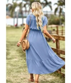Slit Hollow Simple Short-Sleeved V-Neck Solid Color Dress Wholesale Dresses N463723032300203 -OTIS Clothing Shop O1CN01MT7I1Z1ND4mc1SACr 2425141535 0 cib