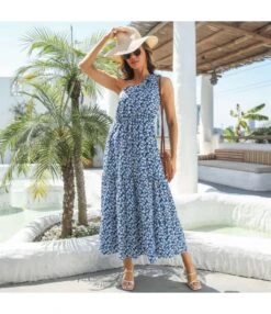 Slanted Shoulder Floral Print Loose Long Smocked Swing Dress Wholesale Dresses N5323030700069 -OTIS Clothing Shop O1CN01Mrclg028lEFsPs4G5 2200727867972 0 cib 4