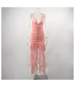 Ribbon Shirring Deep V Open Back Strap Solid Color Dress Wholesale Dresses N462023030600177 -OTIS Clothing Shop O1CN01OGEZhE1D3KBbObmGD 2213837620160 0 cib 3