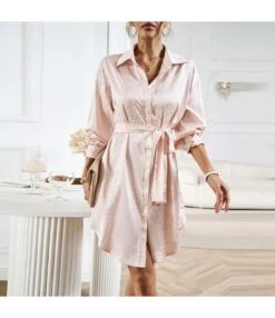 Button Up Irregular Print Long-Sleeved Shirt Dress Wholesale Dresses N4623062500003