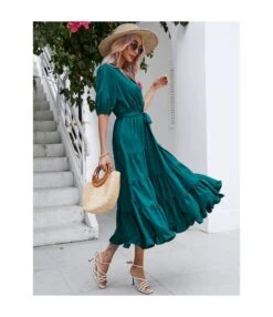 Elegant Casual Fashion High Waist V-Neck Holiday Long Smocked Dress Wholesale Dresses N5323030700084 -OTIS Clothing Shop O1CN01VOzs221vvgHpSjZWt 2212115946235 0 cib