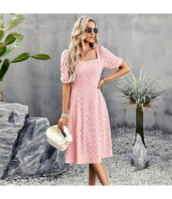 Temperament Solid Color Square Collar Short-Sleeved Long Dress Wholesale Dresses V5923041200008 -OTIS Clothing Shop O1CN01WUYQvu1ND4mRdielW 2425141535 0 cib 3