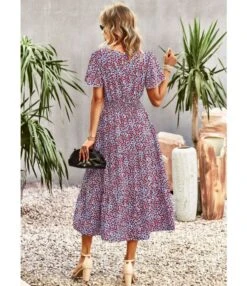 Summer Elegant Waist Trimming Short-Sleeved Long Floral Dress Wholesale Dresses N5323022800184 -OTIS Clothing Shop O1CN01Wpeejh1ND4lR5msyl 2425141535 0 cib