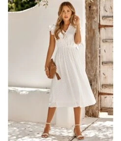 Petal Sleeve Solid Color V-Neck Fresh And Simple Dress Wholesale Dresses N4623052300092 -OTIS Clothing Shop O1CN01XMtKnh2MjJCLp5R2f 2207829863 0 cib 4