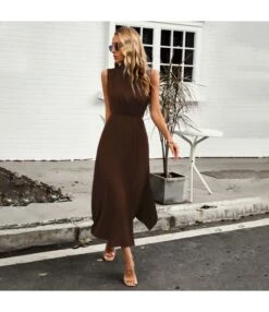 Fashion Sleeveless High Waist Half High Neck Satin Dress Wholesale Dresses V5923050300041 -OTIS Clothing Shop O1CN01XNkVFM1wuayNXMSR6 3267756368 0 cib 4