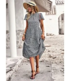 Flare Short Sleeve Casual Vacation Floral Midi-Length Smocked Dress Wholesale Dresses N5323021300009 -OTIS Clothing Shop O1CN01XUpRLd1ND4lGviiFu 2425141535 0 cib 4