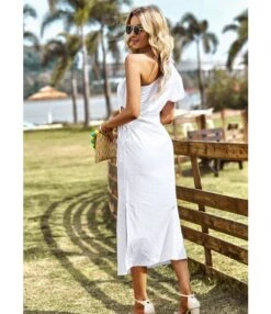 Puff Sleeve Solid Color Slit Hollow Pleated Slant Shoulder Dress Wholesale Dresses N463423032300203 -OTIS Clothing Shop O1CN01YOvQWd1ND4mYD83ta 2425141535 0 cib