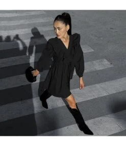 Temperament Long Sleeve High Waist A- Line Ruffled Black Dress Wholesale Dresses N5323021500005 -OTIS Clothing Shop O1CN01YnAgon2Gztq7Qw4Pw 2212501819087 0 cib