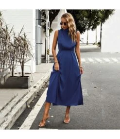 Fashion Sleeveless High Waist Half High Neck Satin Dress Wholesale Dresses V5923050300041 -OTIS Clothing Shop O1CN01ZJCRDo1wuayLG9NkC 3267756368 0 cib 4