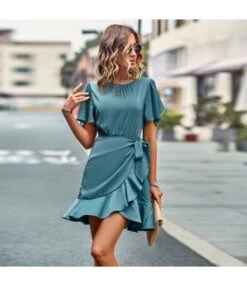 Summer Casual Round Neck Solid Color Ruffled Wrap Dress Wholesale Dresses N5323022800186 -OTIS Clothing Shop O1CN01Zsbljp1ND4ln9UW72 2425141535 0 cib 4