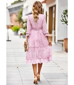 Temperament Elegant Tie-Up Waist V-Neck 3/4 Sleeve Floral Swing Dress Wholesale Dresses N5323022700047 -OTIS Clothing Shop O1CN01atBobw1ND4lop6scW 2425141535 0 cib