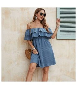 Bead Ball Solid Color Ruffled One Shoulder Dress Wholesale Dresses N4623040100031 -OTIS Clothing Shop O1CN01dbzjFS1il45bj92mZ 1927214452 0 cib
