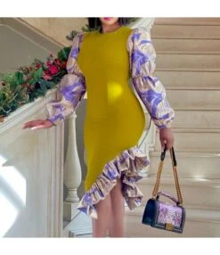 Hip-Hugging Sexy Dress Ruffle Hem Wholesale Womens Clothing N3823101700016