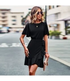Summer Casual Round Neck Solid Color Ruffled Wrap Dress Wholesale Dresses N5323022800186 -OTIS Clothing Shop O1CN01g1ugZN1ND4lokJ4Va 2425141535 0 cib 4