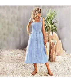 Striped Wrap Chest Single-Breasted Vacation Suspender Dress Wholesale Dresses N5323022200254 -OTIS Clothing Shop O1CN01gAyuwM1ND4lQWj0Gm 2425141535 0 cib 4