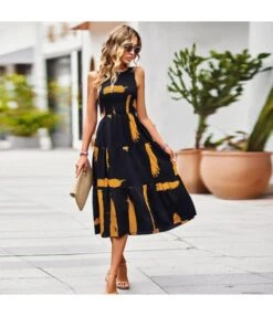 Printed High Waist Elegant Sleeveless Midi Tank Smocked Dress Wholesale Dresses N5323022700051 -OTIS Clothing Shop O1CN01iNRlsd1ND4lnZEIrM 2425141535 0 cib 4