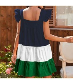 Colorblock Square Collar Frill Sleeve Suspender Summer Smocked Dress Wholesale Dresses N5323030700093 -OTIS Clothing Shop O1CN01iiAlwf1vvgB0k6QVo 2212115946235 0 cib