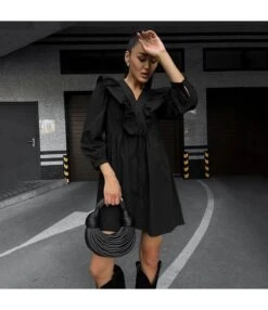 Temperament Long Sleeve High Waist A- Line Ruffled Black Dress Wholesale Dresses N5323021500005 -OTIS Clothing Shop O1CN01jQfmar2Gztq33bqjA 2212501819087 0 cib