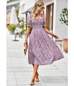 Summer Puff Sleeve Casual Square Collar Floral Swing Dress Wholesale Dresses N5323022200257 -OTIS Clothing Shop O1CN01lClxy01ND4lih66rh 2425141535 0 cib