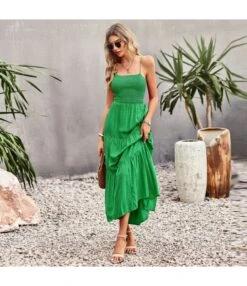 Solid Color Wrap Chest Backless Vacation Suspender Sling Smocked Dress Wholesale Maxi Dresses N5323021300012 -OTIS Clothing Shop O1CN01mBUjgH1ND4liI6Hgj 2425141535 0 cib 4