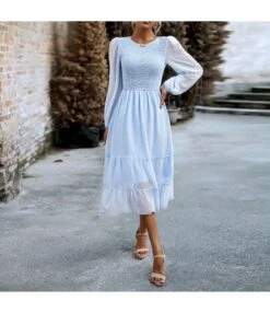 Elegant Solid Color Bubble Sleeve Jacquard Long Dress Wholesale Dresses N4623071700112 -OTIS Clothing Shop O1CN01mG5wlJ1ND4ojMTcyt 2425141535 0 cib 4
