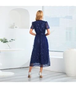 Embroidered Mesh Slim-Fit V-Neck Mid-Length Lace Sequin Party Dress Wholesale Dresses N5323021800036 -OTIS Clothing Shop O1CN01mq55OS1wQMonrK1JZ 2455536302 0 cib