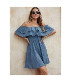 Bead Ball Solid Color Ruffled One Shoulder Dress Wholesale Dresses N4623040100031 -OTIS Clothing Shop O1CN01nHBsF31il45edZ33c 1927214452 0 cib