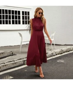 Fashion Sleeveless High Waist Half High Neck Satin Dress Wholesale Dresses V5923050300041 -OTIS Clothing Shop O1CN01rlCzok1wuayNXLNrj 3267756368 0 cib 4