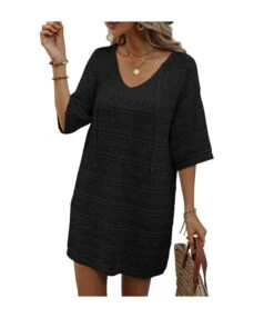 Casual Short-Sleeved V-Neck Hollow Vacation Beach Sunscreen Dress Wholesale Dresses V5923051300042 -OTIS Clothing Shop O1CN01roFChf1KExZrqcQrH 3418581133 0 cib 4
