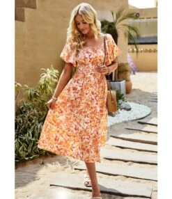 Elegant Botanical Floral Full Print Bubble Sleeve Square Neck Long Dress Wholesale Dresses V5923041200043 -OTIS Clothing Shop O1CN01rqjuwJ1ND4mzH9v8t 2425141535 0 cib