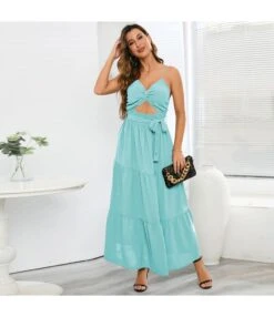 Solid Color Lace-Up Bowknot Hollow Sexy Suspender Smocked Swing Dress Wholesale Maxi Dresses N5323030300059 -OTIS Clothing Shop O1CN01ry9Tfx1wQMp7pzqVT 2455536302 0 cib