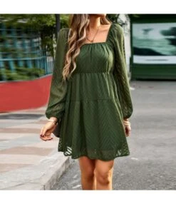Square Collar Long Sleeve A-Line Jacquard See-Through Dress Wholesale Dresses N46N4623062500007 -OTIS Clothing Shop O1CN01tXgCQx1ND4o6ChLDC 2425141535 0 cib 4