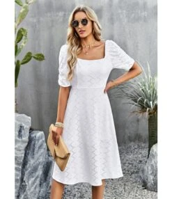 Temperament Solid Color Square Collar Short-Sleeved Long Dress Wholesale Dresses V5923041200008 -OTIS Clothing Shop O1CN01thxGbi1ND4mRefjpK 2425141535 0 cib