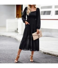 Solid Color Square Neck Temperament Elegant Dress Wholesale Dresses -OTIS Clothing Shop O1CN01tmPe8E1ND4nz2b2sQ 2425141535 0 cib 4