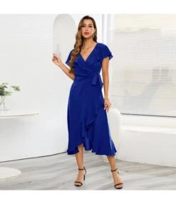 Elegant Lotus Leaf Swing V-Neck Slim Chiffon Ruffle Dress Wholesale Dresses N5323030300063 -OTIS Clothing Shop O1CN01ulSVKz1wQMp7bBbJk 2455536302 0 cib 5