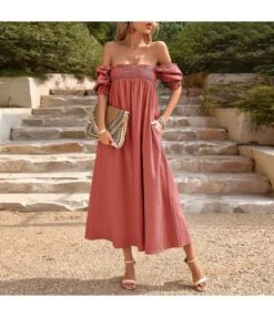 Elegant Flower Petal Sleeve Solid Color Square Neck Long Dress Wholesale Dresses V5923041200032 -OTIS Clothing Shop O1CN01vCbCuL1ND4mwvqqqe 2425141535 0 cib 4