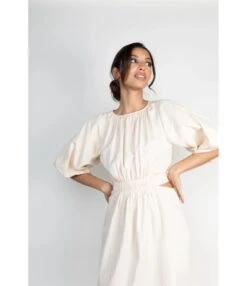 Backless Lace-Up Cut-Out Short Puff Sleeve Round Neck Pleated Casual Retro Dress Wholesale Dresses N5323021500001 -OTIS Clothing Shop O1CN01vzRv9G2GztqhJOXR9 2212501819087 0 cib