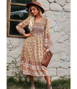 Bohemian Balloon Sleeve Pleated V-Neck Dress Wholesale Dresses N4623041200021 -OTIS Clothing Shop O1CN01w8eTdI1ND4l8vaugR 2425141535 0 cib 4