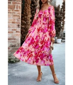 Pleated Wood Ear Side Printed One Word Collar Square Neck Dress Wholesale Dresses N4623071700096 -OTIS Clothing Shop O1CN01zUs5bm1ND4ofbUpLe 2425141535 0 cib