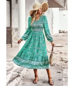 Bohemian Balloon Sleeve Pleated V-Neck Dress Wholesale Dresses N4623041200021 -OTIS Clothing Shop O1CN01zaEAJB1ND4lEFUQrr 2425141535 0 cib