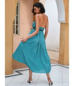 Solid Color Halterneck Cutout Mid-Length Open Back Swing Pleated Dress With Belt Sexy Wholesale Dresses SDN533124 -OTIS Clothing Shop a1236f49 c38c 4778 b3e1 1bc6acba518c f338db8433b5946bac5d57a1da8a7a97