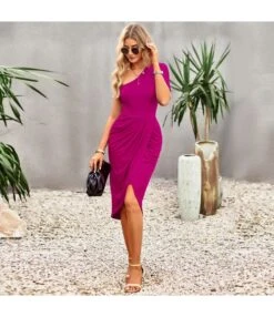 Solid Color Slanted Shoulder Slim Fit Slit Knitted Dress Wholesale Dresses SDN539520 -OTIS Clothing Shop a1678e8a 27b7 44d1 a054 4dd9ebae368f f44e8dd4b0544625aaaadd873a4fa3e4