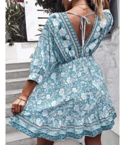 Fashion Print V Neck Swing Dress Casual Loose Backless Lace-Up Short Sleeve Wholesale Dresses -OTIS Clothing Shop a189d3c9 4e74 402d b80e 88c43103f325 0289b53828c04565086a4a6d86d89d2b