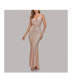 Deep-V Sling Slim Fishtail Sequin Prom Evening Dress Wholesale Maxi Dresses SDN535236