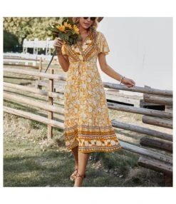 Floral Print V Neck Short Sleeve Tie-Up Waist Casual Resort Dresses Wholeslae Bohemian Dress For Women SDN533130 -OTIS Clothing Shop a28c6569 add1 484f b9d2 35966fc833f4 7dcf1849ca08de3383abe43bcaa3f58a