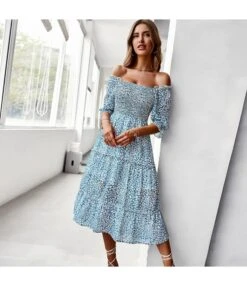 Sexy Off Shoulder Floral Midi Swing Dress High Waist Petal Sleeve Slim Vacation Wholesale Dresses SDN560630 -OTIS Clothing Shop a367c8a6 9054 4bc4 a877 8b45aa2b5041 d97e5d3d175ad73f47d9bae097a0a165