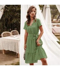 Sexy V-Neck Striped Dress Casual Short Sleeve Lace Up Wholesale Dresses SDN560302 -OTIS Clothing Shop a4eb42e6 b57f 42f3 a46d 24044928d35a dbe76390d0d0dd6272b452565ef99835